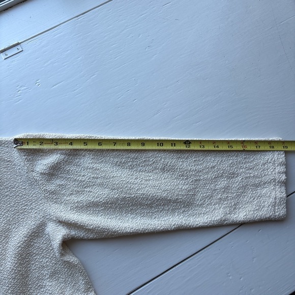 Wandering Sage Womens Cream Textured Knit Cotton Zip Up Hoodie Sweater Large - Picture 9 of 10